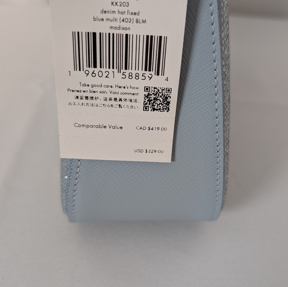 Kate Spade Madison Denim Rhinestone Studded Convertible Crossbody Light Blue - Picture 13 of 13